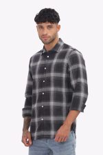 Casual Men’s Grey Check Shirt — Classic Regular Fit (Cotton Blend) - Image 3